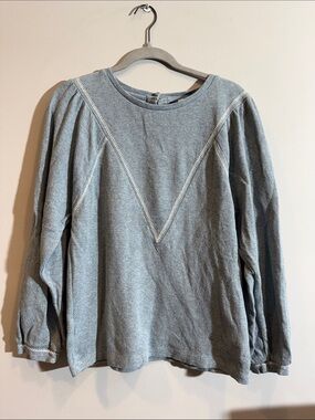 Wrap London Heather Grey Ribbed Pullover V-Stitch Top – Size 4
